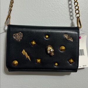 🖤🔹️Betsey Johnson 🔹️🖤 XOSybil Black Crossbody Bag With Mixed Metal Studs